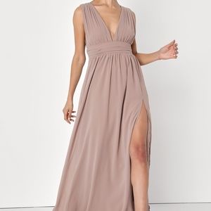 LULU'S MAXI TAUPE DRESS